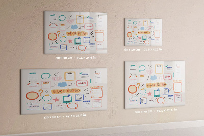 Decoratief glazen wandbord beschrijfbaar en magnetisch Creatieve inspiratie en doelenbord