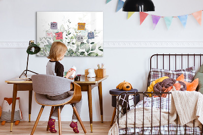Memobord van glas met print inclusief neodymium magneten Decoratief bord voor foto's en notities