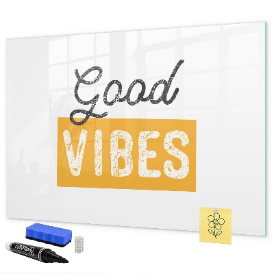 Decoratief glazen wandbord beschrijfbaar en magnetisch Positieve vibes en herinneringen