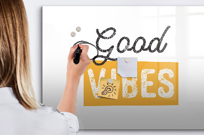Decoratief glazen wandbord beschrijfbaar en magnetisch Positieve vibes en herinneringen