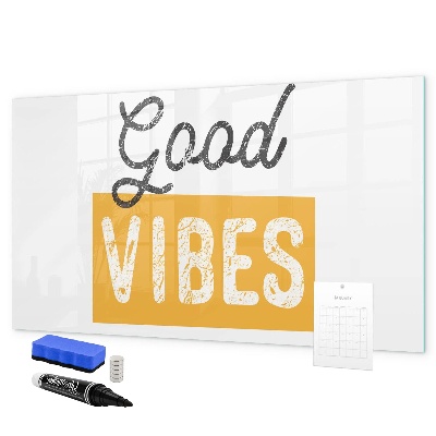 Decoratief glazen wandbord beschrijfbaar en magnetisch Positieve vibes en herinneringen