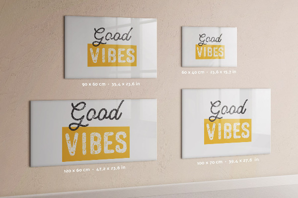 Decoratief glazen wandbord beschrijfbaar en magnetisch Positieve vibes en herinneringen