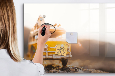 Decoratief glazen wandbord beschrijfbaar en magnetisch Kleurrijke herinneringen tegen de achtergrond van de natuur.