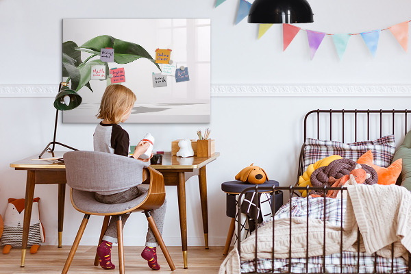 Decoratief glazen wandbord beschrijfbaar en magnetisch Planten en herinneringen aan de muur