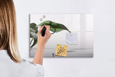Decoratief glazen wandbord beschrijfbaar en magnetisch Planten en herinneringen aan de muur