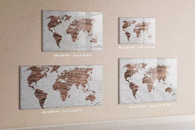 Memobord van glas met print inclusief neodymium magneten Wereldkaart met fotolocaties