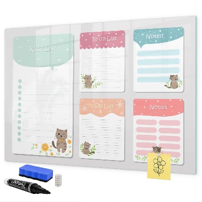 Memobord van glas met print inclusief neodymium magneten Plannen maken met plezier en creativiteit