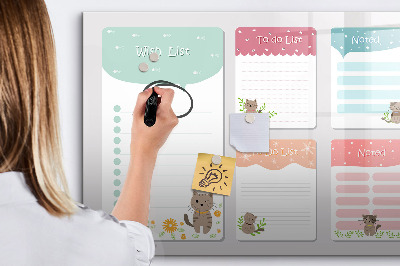 Memobord van glas met print inclusief neodymium magneten Plannen maken met plezier en creativiteit