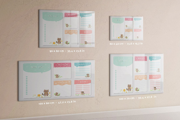 Memobord van glas met print inclusief neodymium magneten Plannen maken met plezier en creativiteit