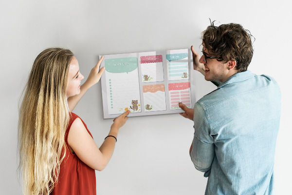 Memobord van glas met print inclusief neodymium magneten Plannen maken met plezier en creativiteit