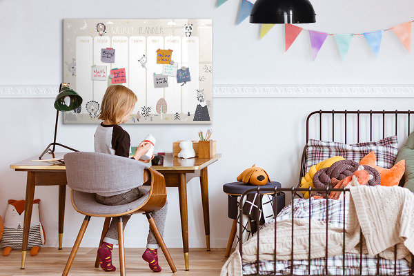 Memobord van glas met print inclusief neodymium magneten Weekplanner met kleurrijke dieren
