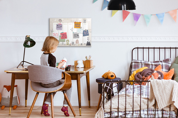 Memobord van glas met print inclusief neodymium magneten Weekplanner met kleurrijke dieren