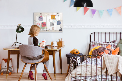 Memobord van glas met print inclusief neodymium magneten Weekplanner met kleurrijke dieren
