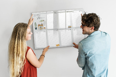 Memobord van glas met print inclusief neodymium magneten Weekplanner met ruimte voor foto's