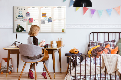 Decoratief glazen wandbord beschrijfbaar en magnetisch Weekplanner met ruimte voor foto's