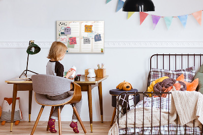 Decoratief glazen wandbord beschrijfbaar en magnetisch Weekplanner met ruimte voor foto's
