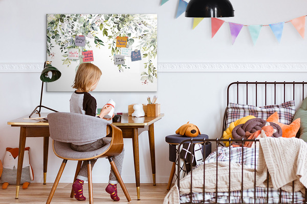 Decoratief glazen wandbord beschrijfbaar en magnetisch Creatief moodboard voor foto's en notities