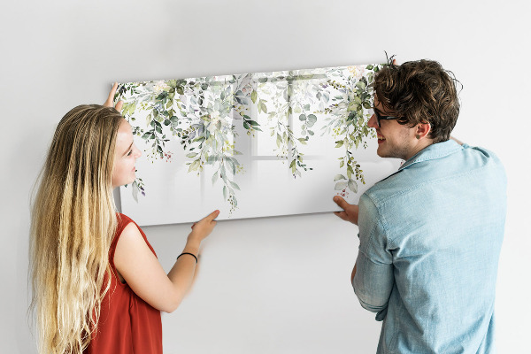 Decoratief glazen wandbord beschrijfbaar en magnetisch Creatief moodboard voor foto's en notities