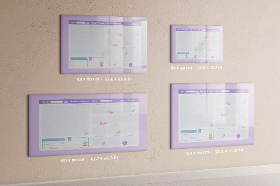 Memobord van glas met print inclusief neodymium magneten Maandplanner met ruimte voor foto's