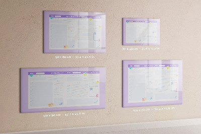 Decoratief glazen wandbord beschrijfbaar en magnetisch Weekplanner met ruimte voor foto's