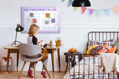 Decoratief glazen wandbord beschrijfbaar en magnetisch Weekplanner met ruimte voor foto's