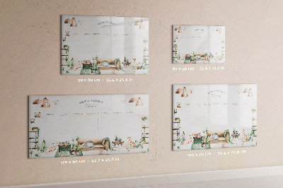 Decoratief glazen wandbord beschrijfbaar en magnetisch Weekplanner in urban jungle-stijl