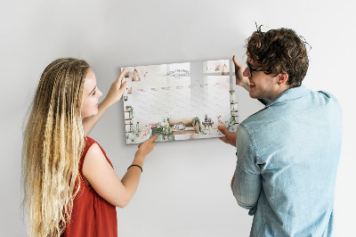 Decoratief glazen wandbord beschrijfbaar en magnetisch Weekplanner in urban jungle-stijl