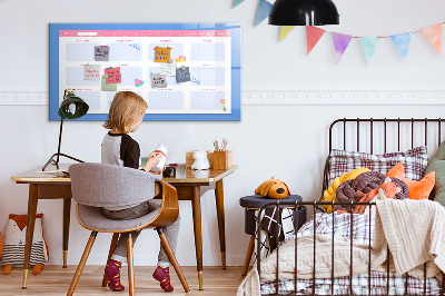 Decoratief glazen wandbord beschrijfbaar en magnetisch Jaarplanner met ruimte voor foto's