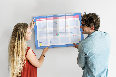 Decoratief glazen wandbord beschrijfbaar en magnetisch Jaarplanner met ruimte voor foto's