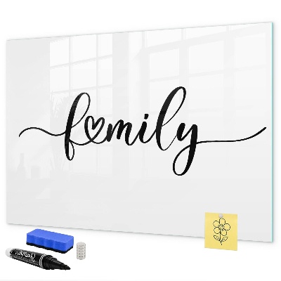 Memobord van glas met print inclusief neodymium magneten Familieherinneringen aan de muur