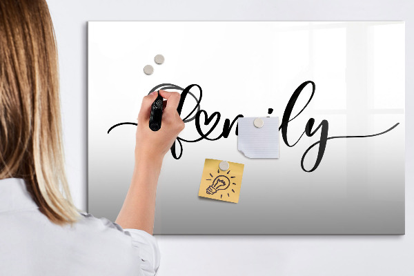 Memobord van glas met print inclusief neodymium magneten Familieherinneringen aan de muur