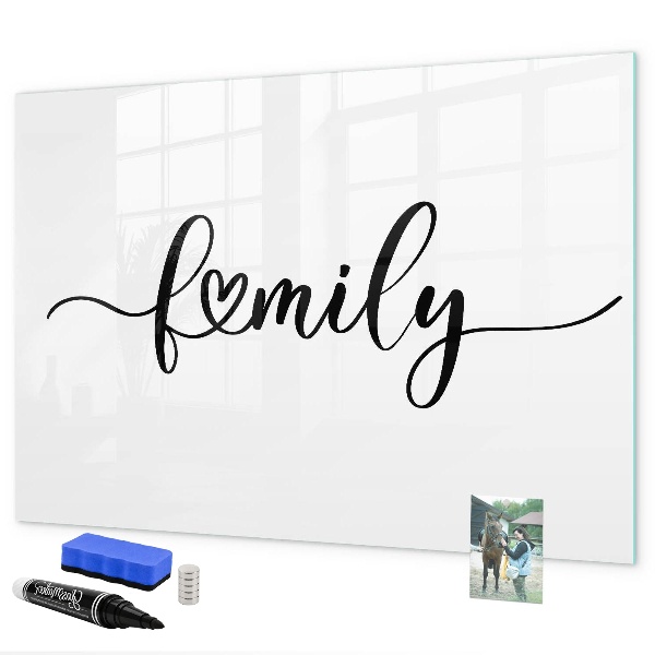 Memobord van glas met print inclusief neodymium magneten Familieherinneringen aan de muur