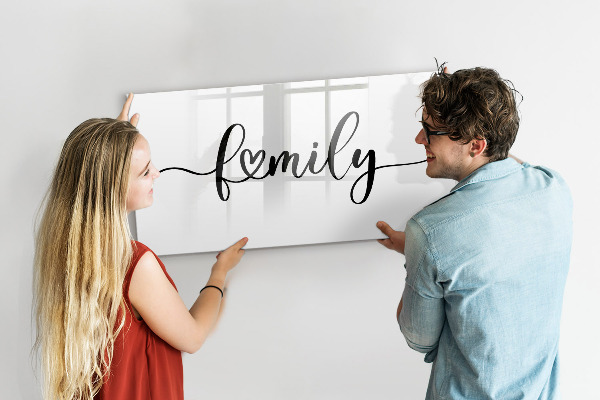 Memobord van glas met print inclusief neodymium magneten Familieherinneringen aan de muur
