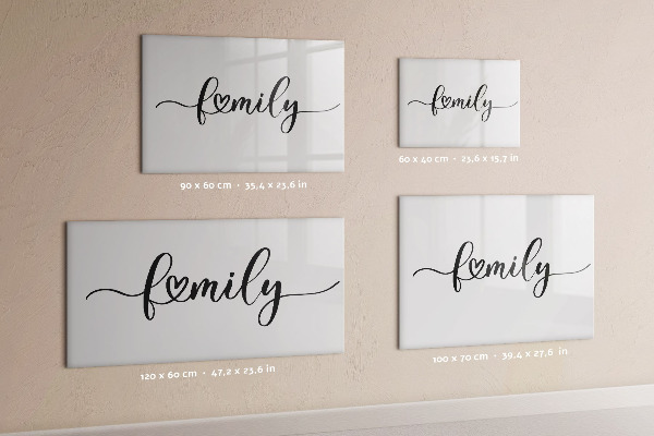 Memobord van glas met print inclusief neodymium magneten Familieherinneringen aan de muur