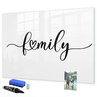 Memobord van glas met print inclusief neodymium magneten Familieherinneringen aan de muur