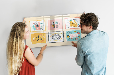 Decoratief glazen wandbord beschrijfbaar en magnetisch Creatieve collages vol positieve emoties
