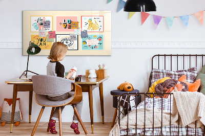 Decoratief glazen wandbord beschrijfbaar en magnetisch Creatieve collages vol positieve emoties