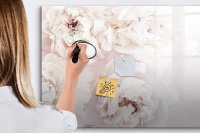 Memobord van glas met print inclusief neodymium magneten Bloemenmotief met ruimte voor foto's