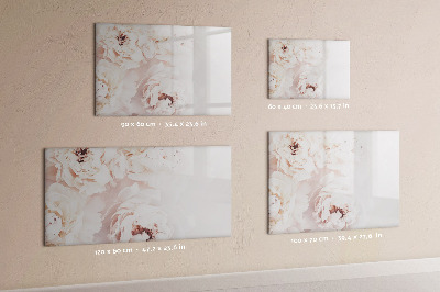 Memobord van glas met print inclusief neodymium magneten Bloemenmotief met ruimte voor foto's
