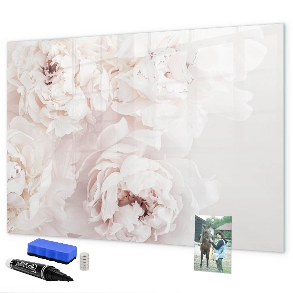 Memobord van glas met print inclusief neodymium magneten Bloemenmotief met ruimte voor foto's