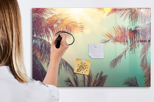 Decoratief glazen wandbord beschrijfbaar en magnetisch Zomerse herinneringen in een tropische stijl