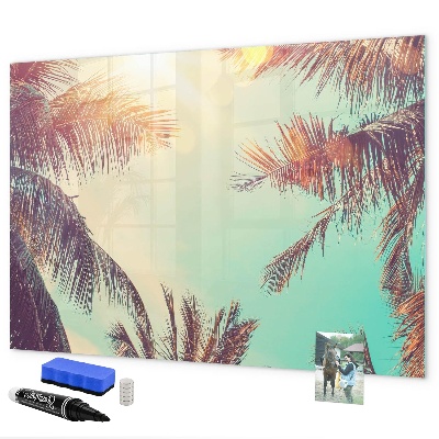 Decoratief glazen wandbord beschrijfbaar en magnetisch Zomerse herinneringen in een tropische stijl