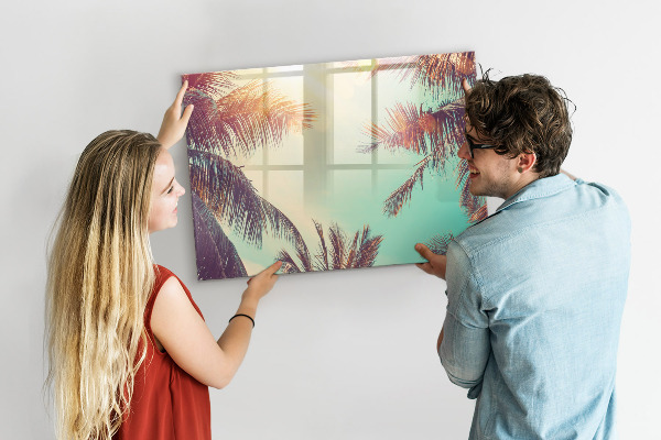 Decoratief glazen wandbord beschrijfbaar en magnetisch Zomerse herinneringen in een tropische stijl