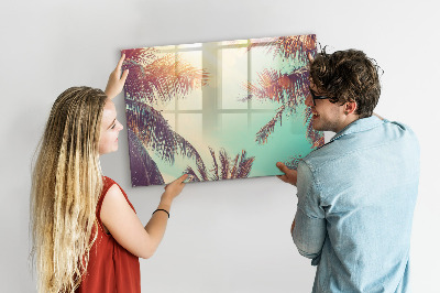 Decoratief glazen wandbord beschrijfbaar en magnetisch Zomerse herinneringen in een tropische stijl