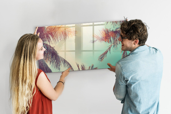 Decoratief glazen wandbord beschrijfbaar en magnetisch Zomerse herinneringen in een tropische stijl