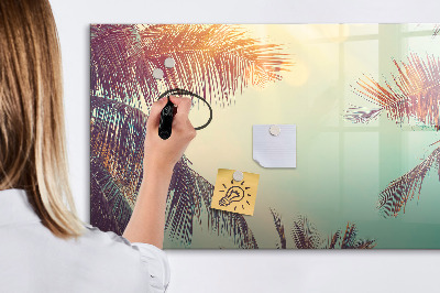 Decoratief glazen wandbord beschrijfbaar en magnetisch Zomerse herinneringen in een tropische stijl