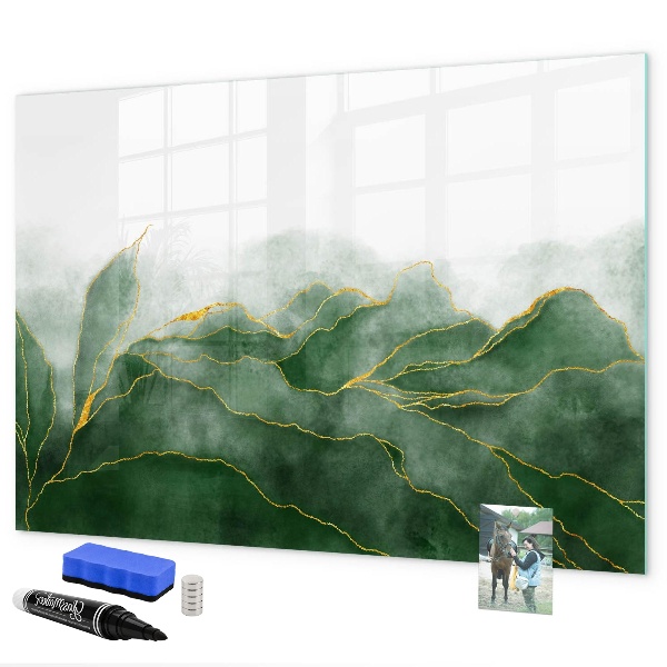 Memobord van glas met print inclusief neodymium magneten Groen bord voor foto's en notities