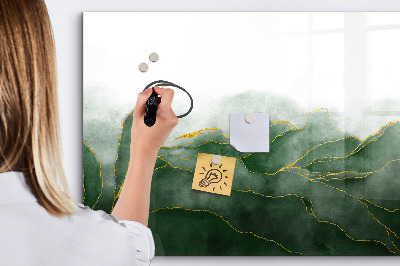 Memobord van glas met print inclusief neodymium magneten Groen bord voor foto's en notities