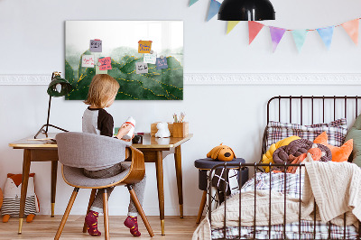Memobord van glas met print inclusief neodymium magneten Groen bord voor foto's en notities