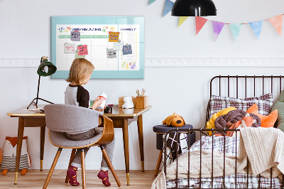 Decoratief glazen wandbord beschrijfbaar en magnetisch Maaltijdplanner en boodschappenlijst
